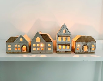 Portavelas de cerámica hecho a mano para velas pequeñas / Decoración rústica para el hogar / Regalo para el Día de la Madre