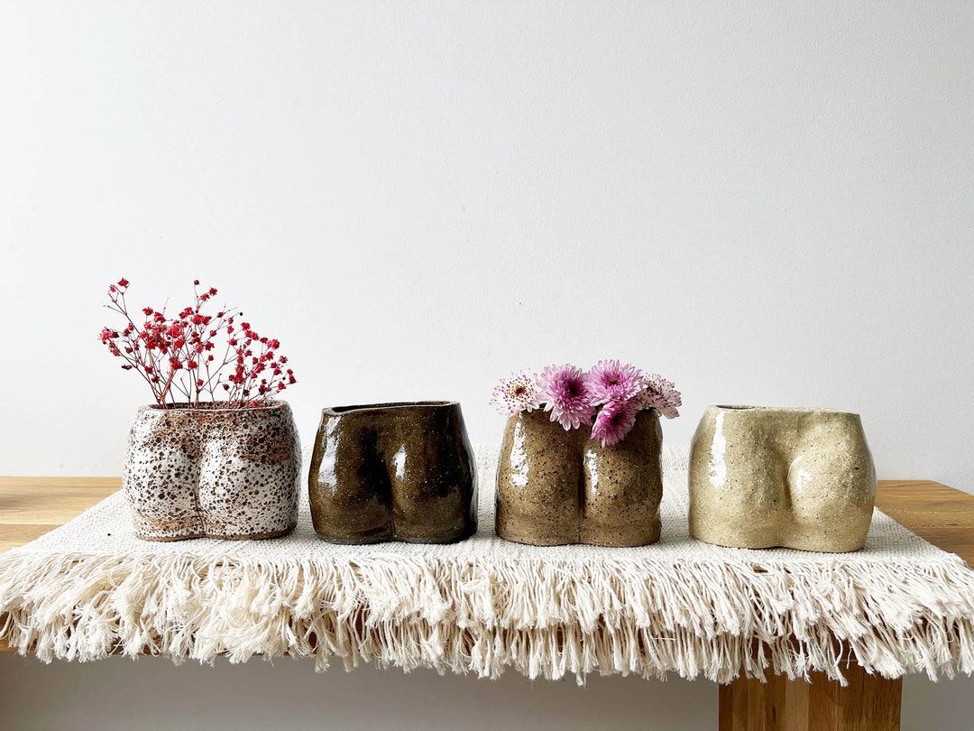 Handmade Ceramic Vase Bum Shaped Vase Etsy