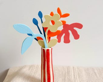 Dopamin-Silhouette Sprigs | Buntes minimalistisches Wohndekor | Memphis Dekor Geschenk