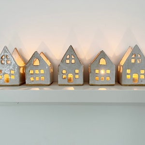 Handmade Ceramic House | Home Tealight Candle Holder | Rustic Ceramic Decoration | Christmas Gift