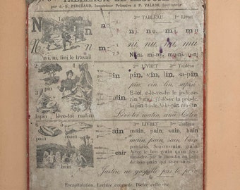 Vintage French language teaching posters, Enseignement Concentrique, Lecture, Ecriture, Orthographe, Vocabulaire, Regits.
