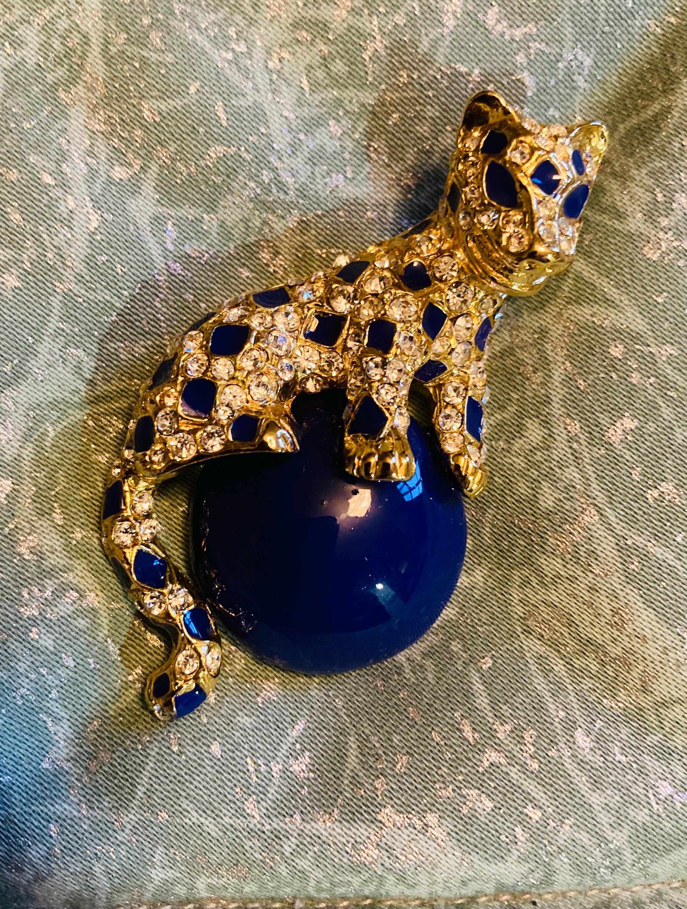 Swarovski Leopard Brooch - Etsy