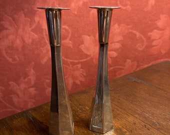 Mid century Scandinavian plated silver candlesticks