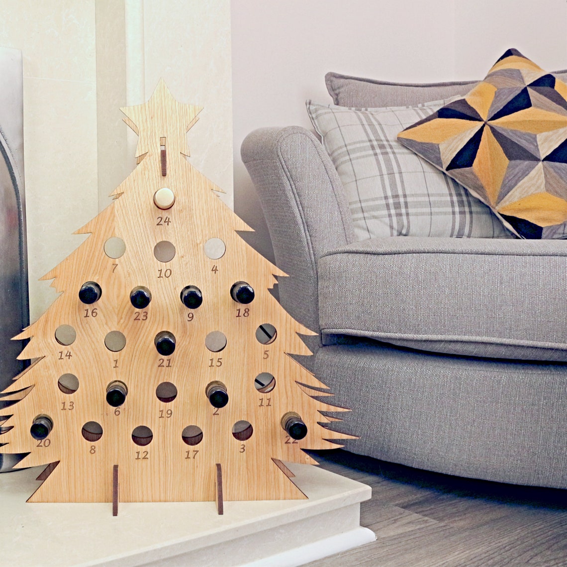 Wooden Wine Advent Calendar Mini Bottle Slot Together Etsy