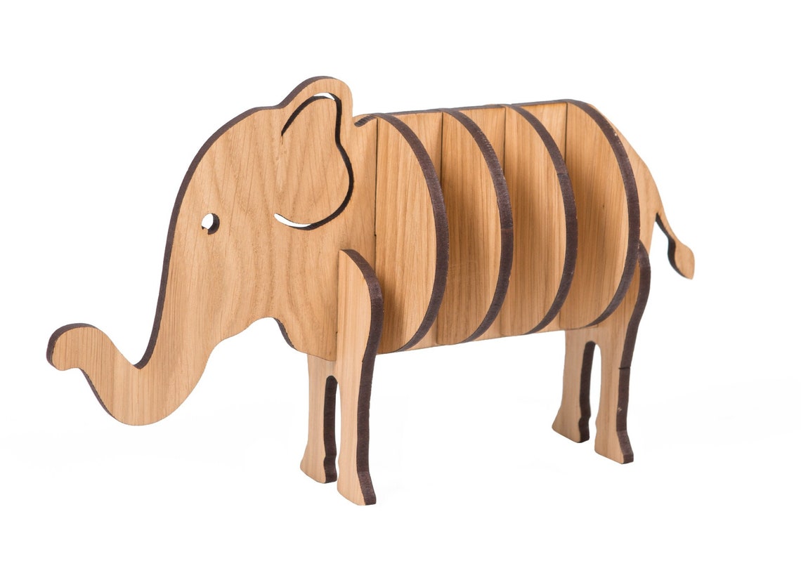 Elephant Coaster Set 3D Wooden Slot Together Gift Animal Etsy