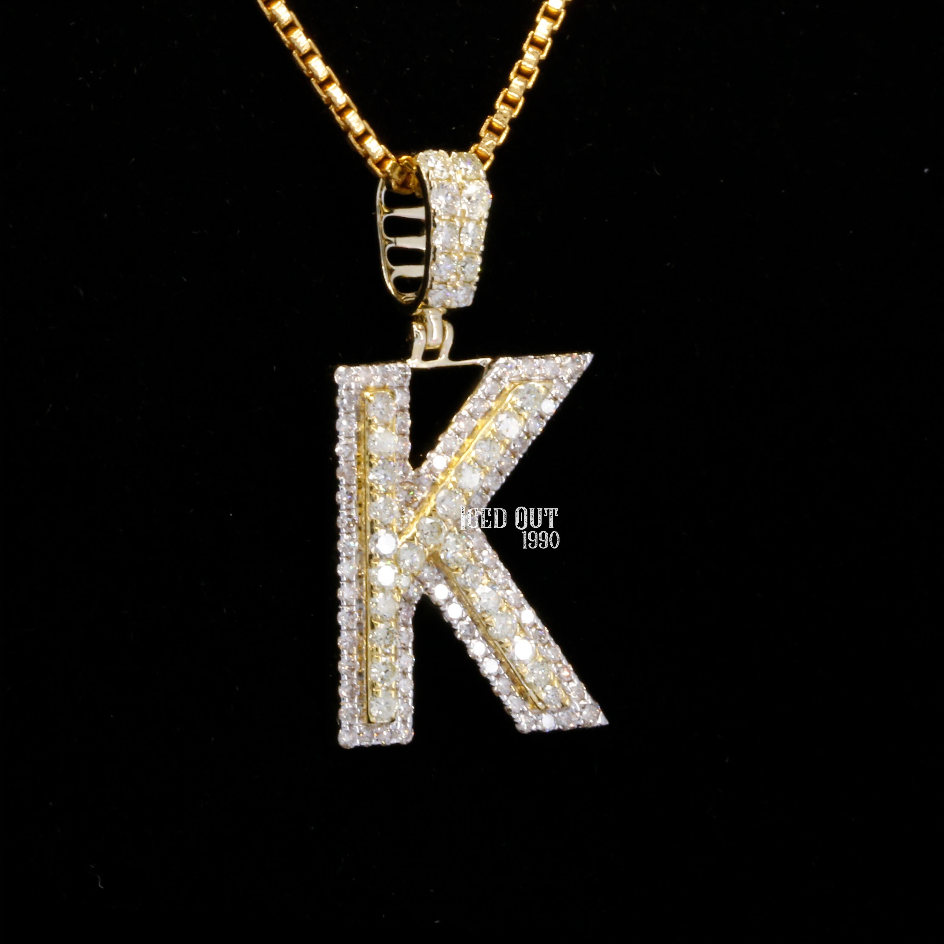 Letter Pendant K 10k Solid Gold Large A 