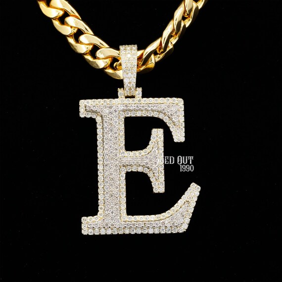 Letter Pendant E 10k Solid Gold Large A 