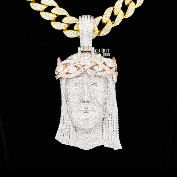 Moissanite Diamond Jesus Pendant Hip 