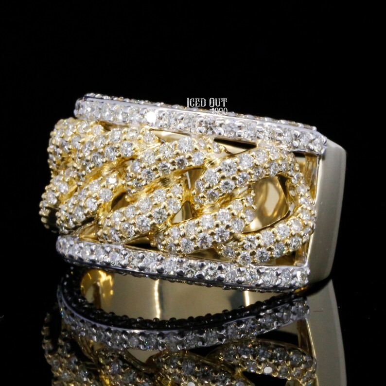Moissanite Men Cuban Link Rings Men Iced Out Cuban Wedding Etsy