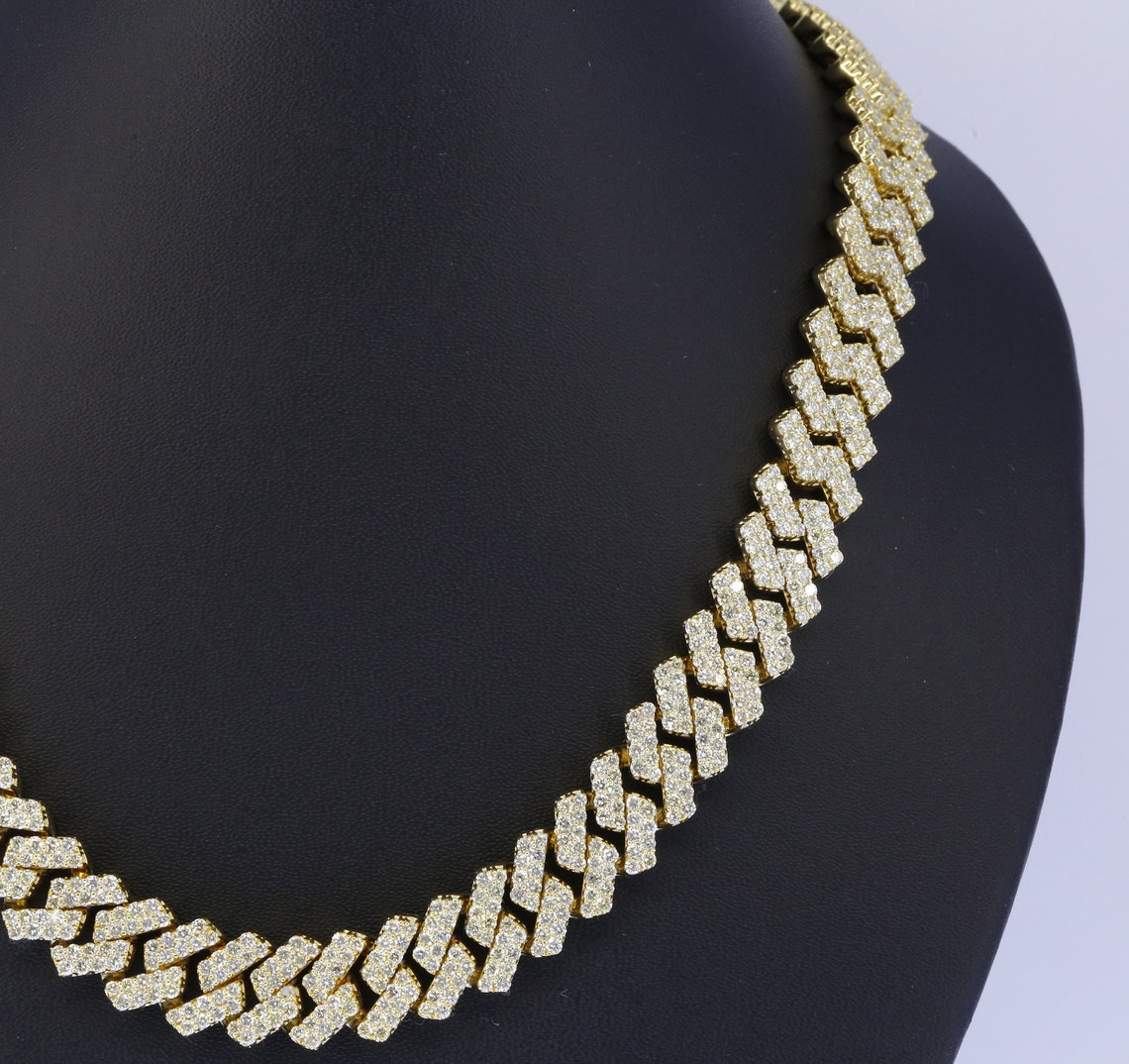 18 Diamond Cuban Link Chain in 925/10k / Cuban Choker / Etsy