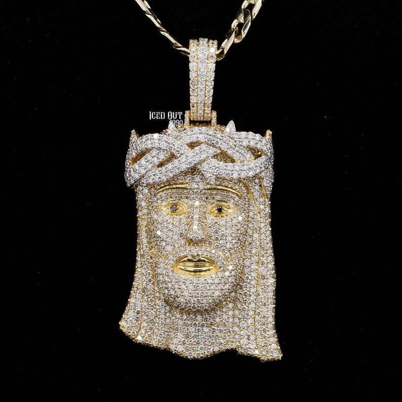 Custom Jesus Iced Out Pendant Mens Diamond Pendant VVS Custom Etsy