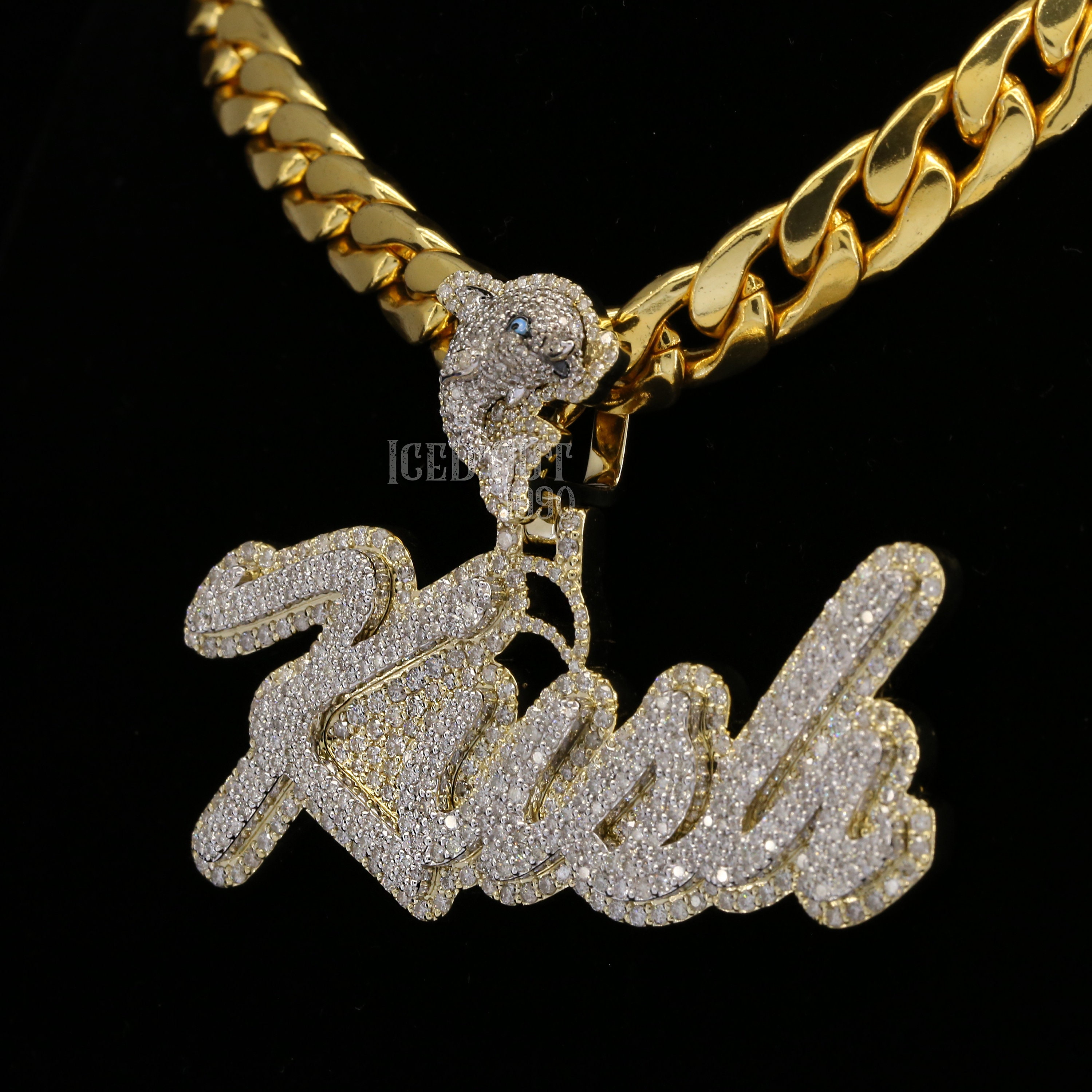 Custom Iced Out TRELL Name Pendant in 925 Sterling Silver VVS 