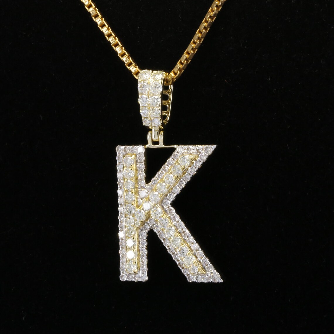 K Letter Pendant 10k Solid Gold Large AZ Initial Pendant Etsy