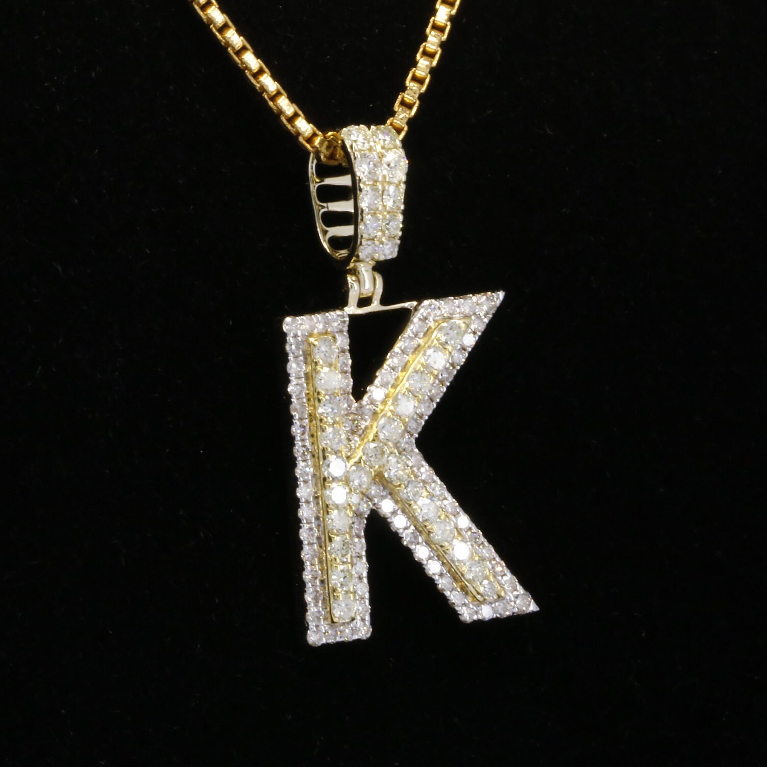 K Letter Pendant 10k Solid Gold Large AZ Initial Pendant Etsy
