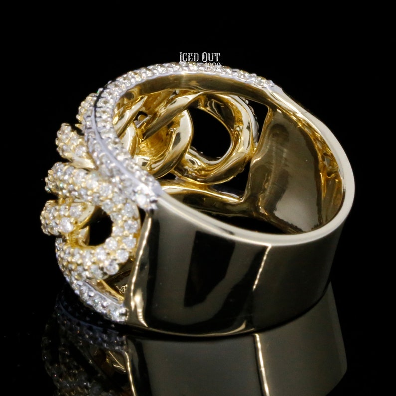 Moissanite Men Cuban Link Rings Men Iced Out Cuban Wedding Etsy