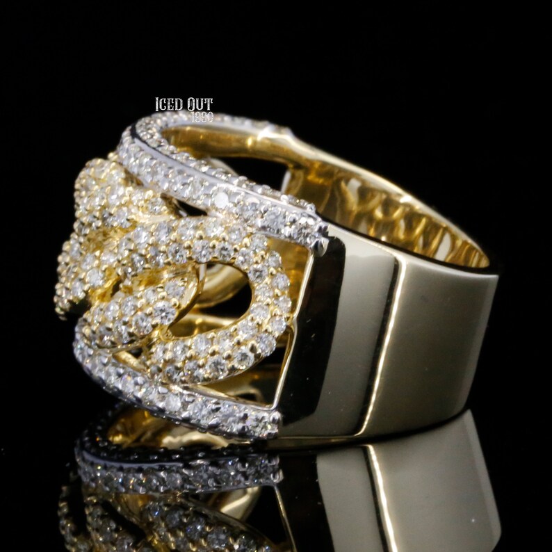 Moissanite Men Cuban Link Rings Men Iced Out Cuban Wedding Etsy