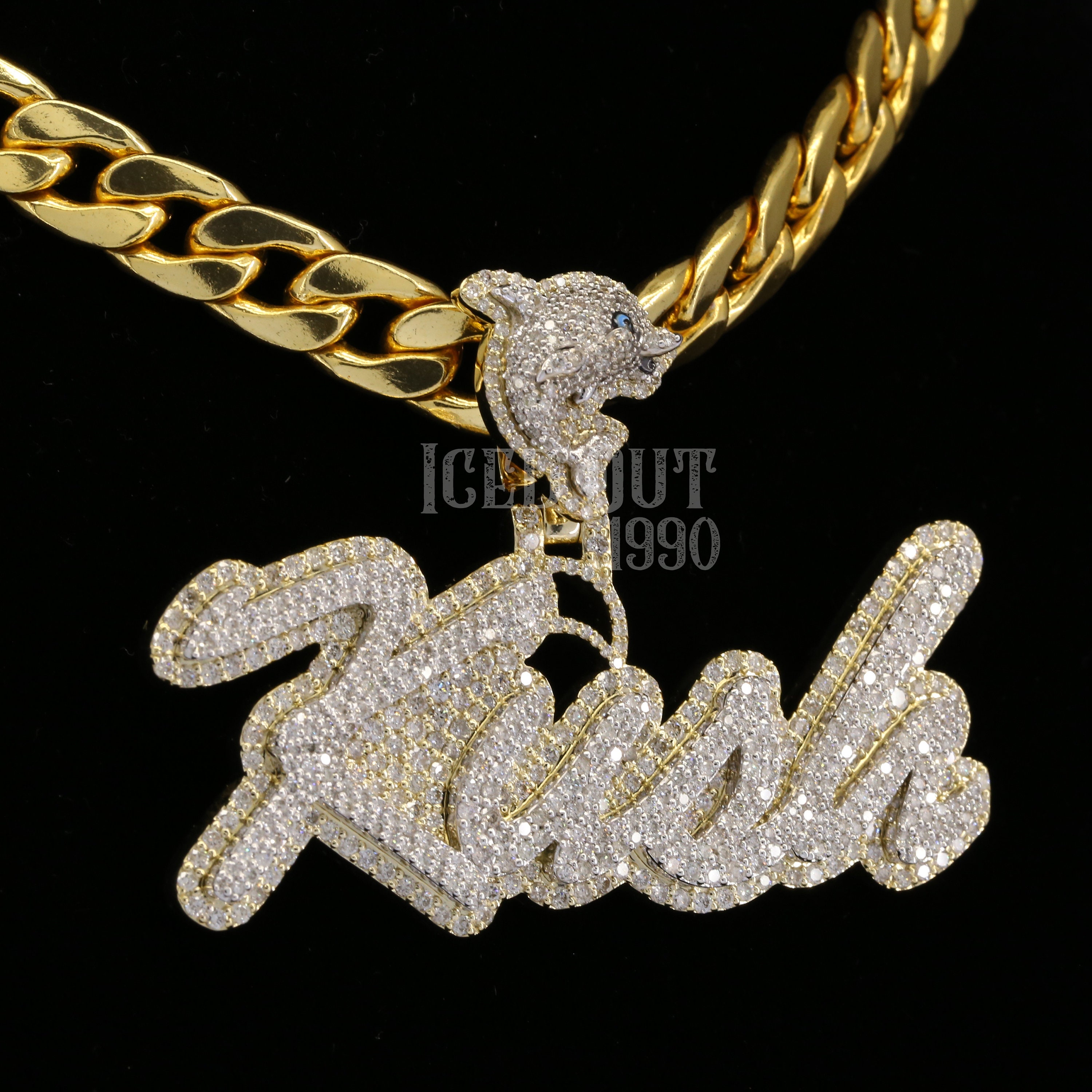 Custom Iced Out TRELL Name Pendant in 925 Sterling Silver VVS 