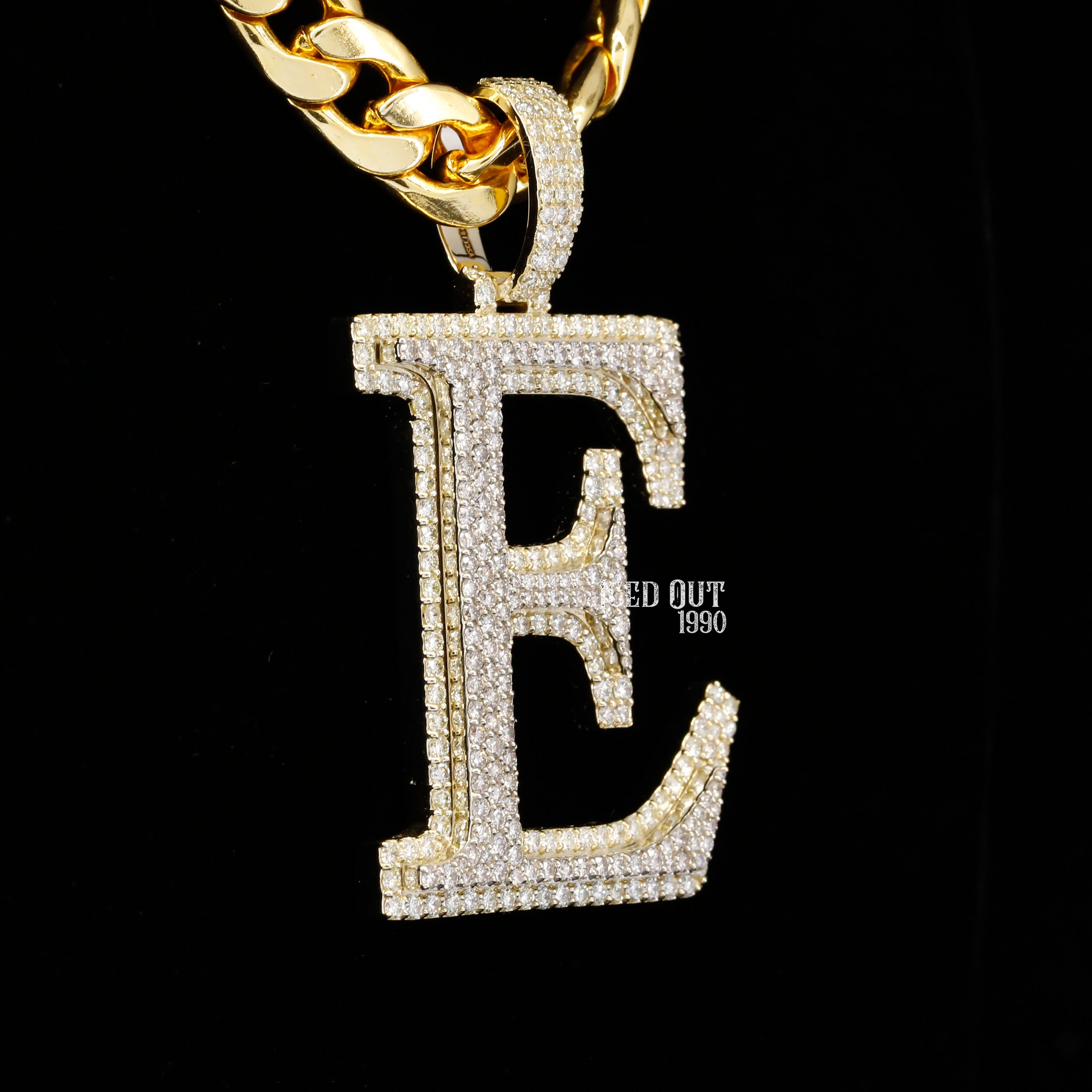 Letter Pendant E 10k Solid Gold Large A 