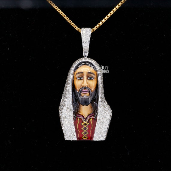 Moissanite Diamond Jesus Pendant Hip 