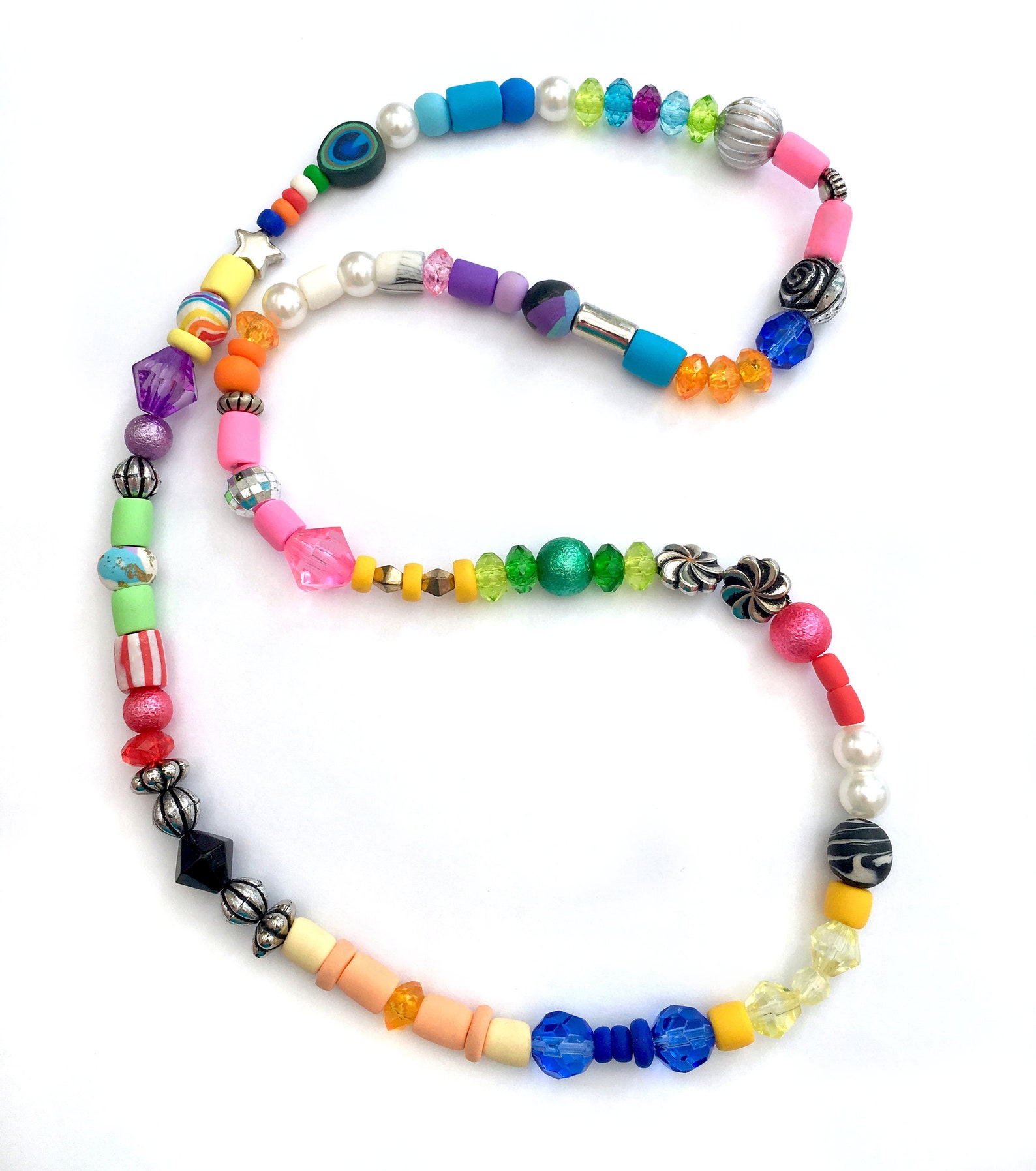 Mixed Bead NecklaceLong Colorful Beaded Layer NecklaceRandom Etsy