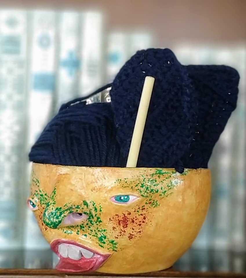 Yellow Yarn bowl, big cake Knitting Bowl 3D printed eco friendly plastic  Travel Crochet bowl - BlueRoomPottery plus (+)