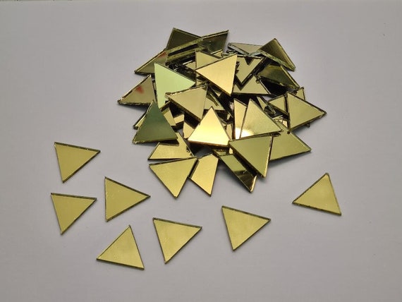 50 Pieces, Gold Glass Mirror Tiles, Triangle Shape, Size 2 X 2 X 2