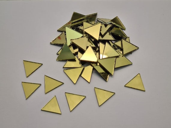 50 Gold Glas Spiegelfliesen, dreieckige Mosaikteile (2x2x2 cm)