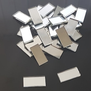 100 Pieces, Silver Glass Mirror Tiles, Size: 1 x 2 cm, Thickness 2 mm, Art&Craft