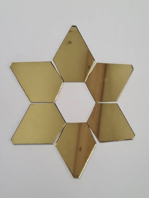 12 Stück, Light Gold Glas SpiegelFliesen, Rautenform, 1,8 mm Dicke, Kunst&Handwerk