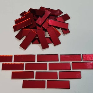 30 Pieces, Red Ruby Glass Mirror Tiles, Size Approx 1 X 3 cm, Thickness 1.8 mm, Art&Craft