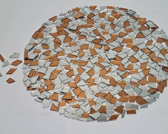 400 Pieces of Mixed Silver and Copper Bronze Glass Mirror Off Cuts. 200 Pieces each colour. 1.8 mm Thicknes, Art&Craft