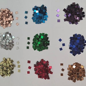 3000 Mixed Colours Glass Mirror Tiles,  Size Approx 0.5 X 0.5 cm, 1.8 Thickness,  Art&Craft