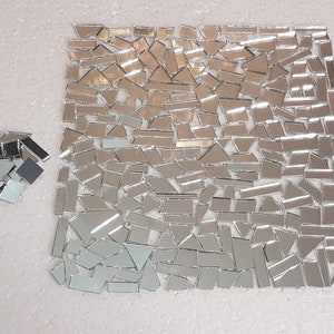 100 Pieces, Silver Glass Mirror Off Cuts, 2 mm Thickness, Art&Craft