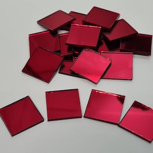 50 Pieces, Red Ruby Glass Mirror Tiles, Size Approx 2 X 2 cm, Thickness 2 mm, Art&Craft