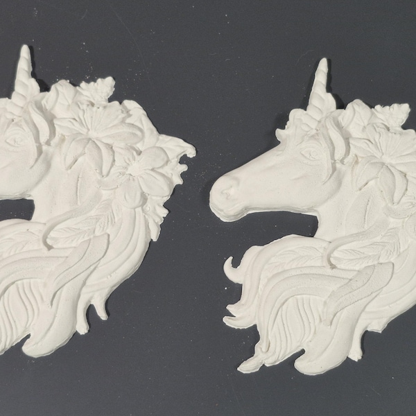 2 Pieces of Paintable Plaster Unicorn, Art&Craft