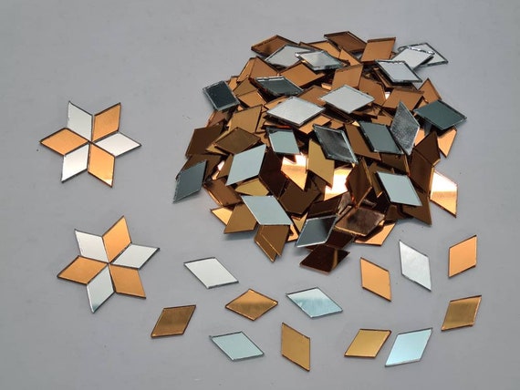 50 Pieces, Gold Glass Mirror Tiles, Triangle Shape, Size 2 X 2 X 2 Cm,  Thickness 1.8 Mm. 