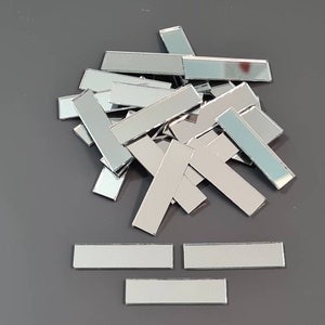 40 Pieces, Silver Glass Mirror Tiles, Size Approx: 1 X 4 cm,  Thickness 2 mm, Art&Craft