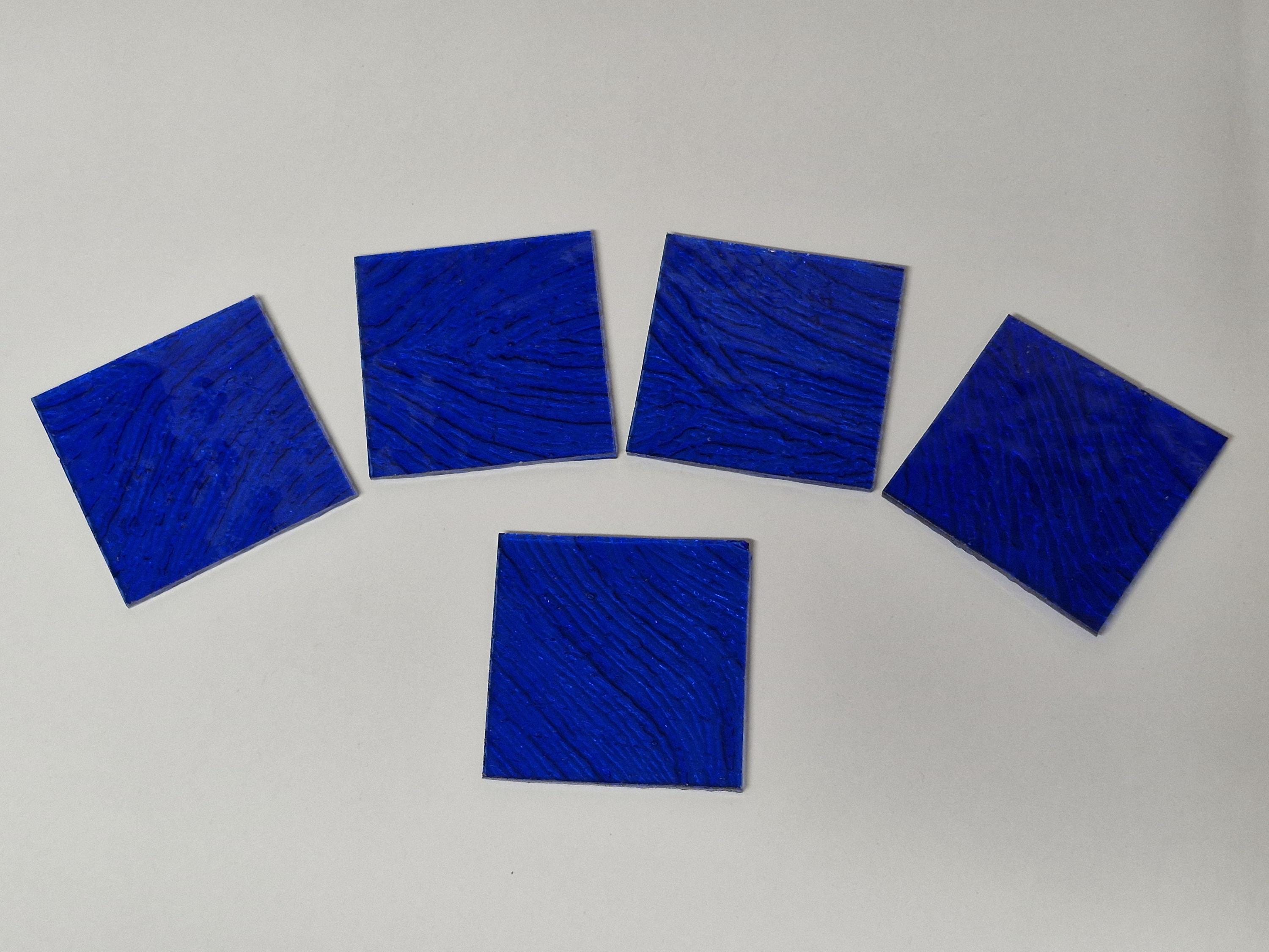 5 Pieces, Blue Stained Glass Tiles, Size 5 X 5 Cm, Thickness 3 Mm