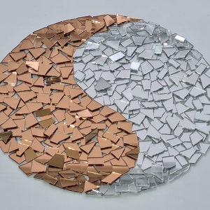 600 Pieces of Mixed Silver and Euro Bronze Glass Mirror Off Cuts. 300 Pieces each colour. 1mm Thicknes, Art&Craft