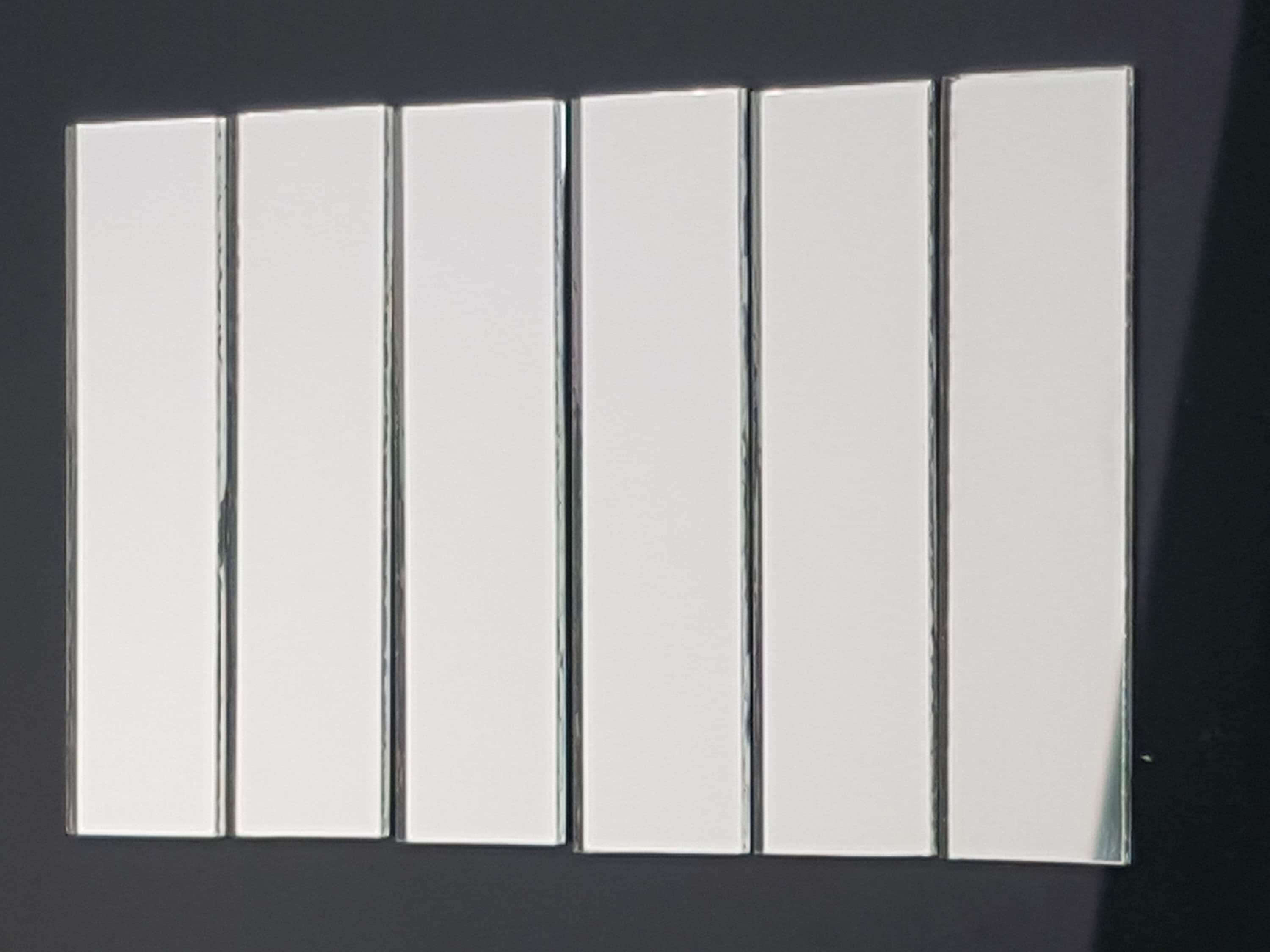 Silver Glass Mirror Tiles, Art & Craft, 20 Pieces (8x2 cm)