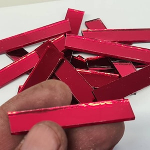 30 Pieces, Ruby Red Glass Mirrors Tiles, Size 5 X 1 cm, Thickness 1.8 mm, Art&Craft