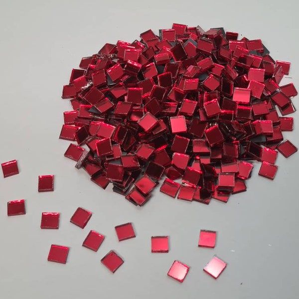 500 pieces, Red Ruby Glass Mirror Tiles, Size Approx 5X5mm, 1.8 Thickness, Art and Craft