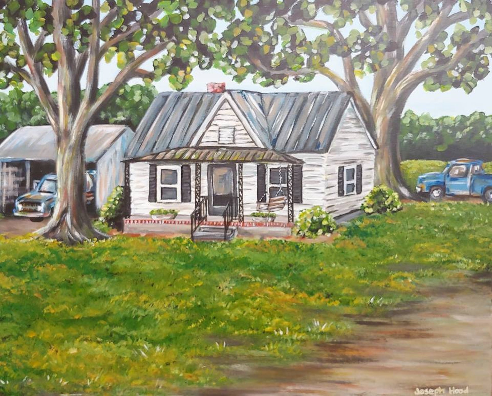 Custom Made to Order Acrylic House Painting, Commission Painting of