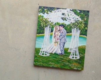 Custom Wedding Portrait Acrylic Painting, Made to Order, Bride and Groom Painting, Wedding Commission Art, Wedding Gift, Home Wall Art Decor