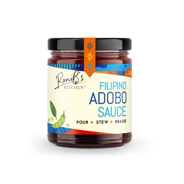 Traditional Philippine Adobo Sauce by RoniB's Kitchen - Easy to Cook with, Traditional Flavours, Vegan - Stew or Stir Fry  - 190ml