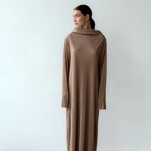 PLANTED DRESS, designer dress, minimalist dress, maxi dress, cute dress, long sleeve dress, mod dress, gold dress image 4