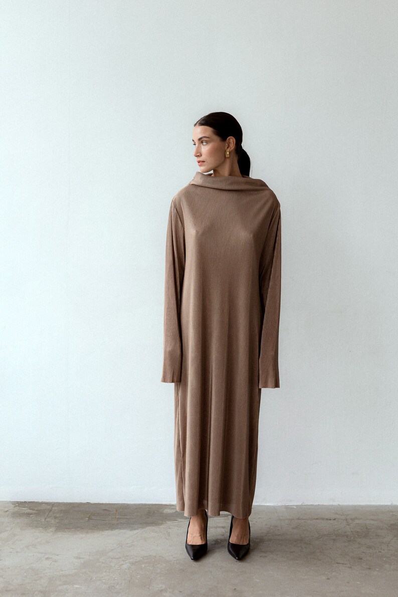 PLANTED DRESS, designer dress, minimalist dress, maxi dress, cute dress, long sleeve dress, mod dress, gold dress image 4