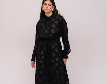 CHIFFON ABAYA DRESS, black abaya dress, black kaftan, exclusive abaya, kaftan dress, kaftan, open front abaya, elegant abaya