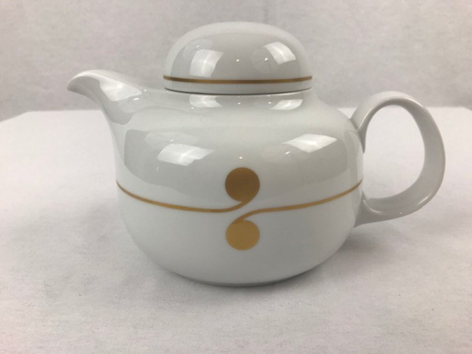 Arzberg Germany White Porcelain Teapot With Gold Trim Mid Etsy