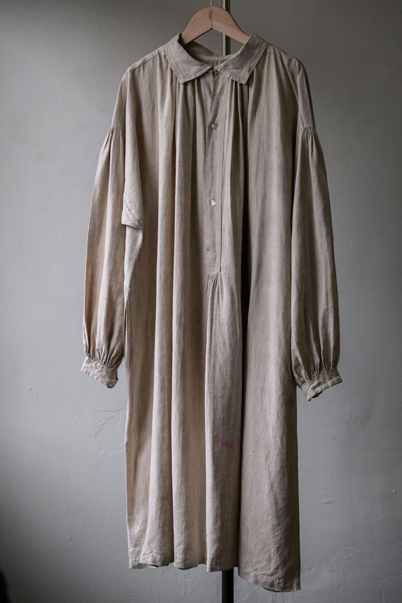1880s】French Antique White Linen Biaude